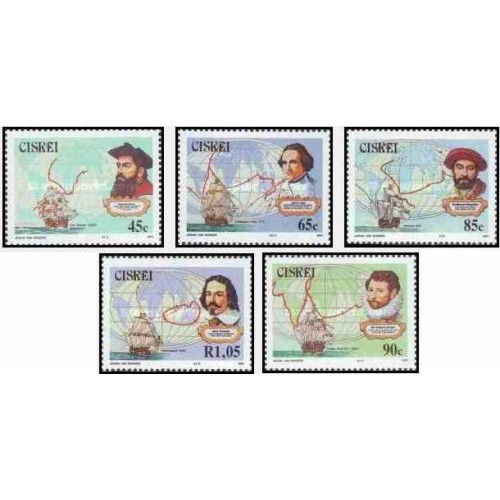 5 عدد تمبر کاشفان نامدار - سیسکی آفریقای جنوبی 1993 قیمت 7 دلار 5 عدد تمبر کاشفان نامدار - سیسکی آفریقای جنوبی 1993 قیمت 7 دلار