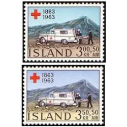 1 عدد  تمبر  صدمین سالگرد صلیب سرخ - ایسلند 1963