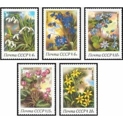 5 عدد تمبر گلهای بهاری - شوروی 1983