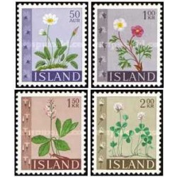 4 عدد  تمبر سری پستی - گلها  - ایسلند 1964