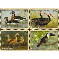 4 عدد تمبر گونه های در معرض انقراض  - پرندگان - ژنو سازمان ملل 2003 قیمت 5.6 دلار