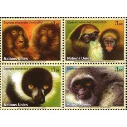 4 عدد تمبر گونه های در معرض انقراض  - ژنو سازمان ملل 2007 قیمت 5.6 دلار