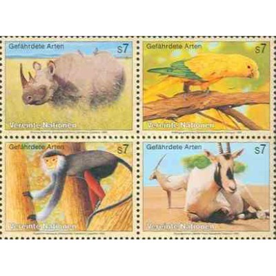 4 عدد تمبر حیوانات در معرض تهدید  - وین سازمان ملل 1995 قیمت 5.6 دلار