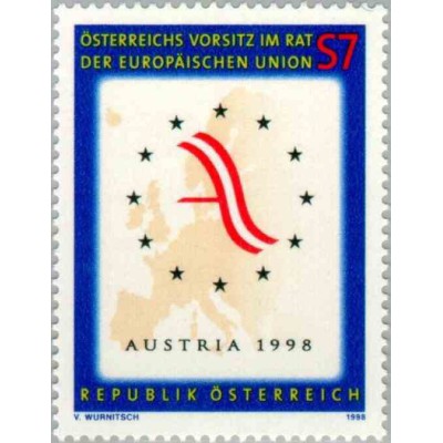 1 عدد تمبر ریاست اتریش بر اتحادیه اروپا - اتریش 1998
