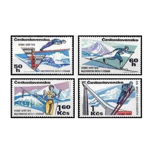 4 عدد تمبر مسابقات اسکی قهرمانی جهان - چک اسلواکی 1970