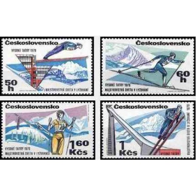 4 عدد تمبر مسابقات اسکی قهرمانی جهان - چک اسلواکی 1970