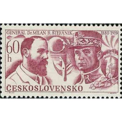 1 عدد تمبر 50مین سال مرگ جنرال استفانیک - چک اسلواکی 1969