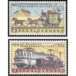 2 عدد تمبر صدمین سال راه آهن چک پیلسن  - چک اسلواکی 1968