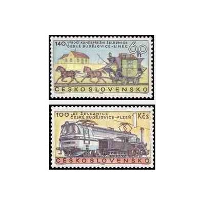 2 عدد تمبر صدمین سال راه آهن چک پیلسن  - چک اسلواکی 1968