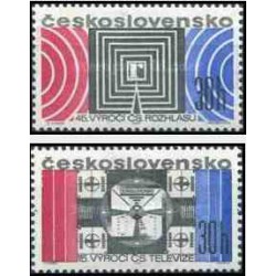 2 عدد تمبر سالگرد رادیو و تلویزیون چک - چک اسلواکی 1968