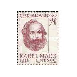 1 عدد تمبر 150مین سالگرد تولد مارکس - بنیانگذار مارکسیسم  - چک اسلواکی 1968