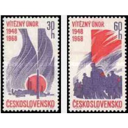 2 عدد تمبر بیستمین سالگرد پیروزی فوریه- چک اسلواکی 1968