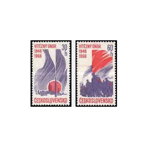2 عدد تمبر بیستمین سالگرد پیروزی فوریه- چک اسلواکی 1968