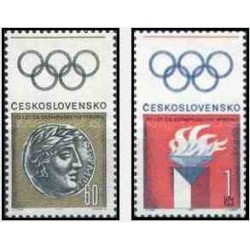 2 عدد تمبر 70مین سال کمیته المپیک - چک اسلواکی 1966