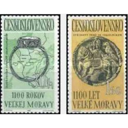 2 عدد تمبر 1100مین سال امپراطوری موراویا  - چک اسلواکی 1963