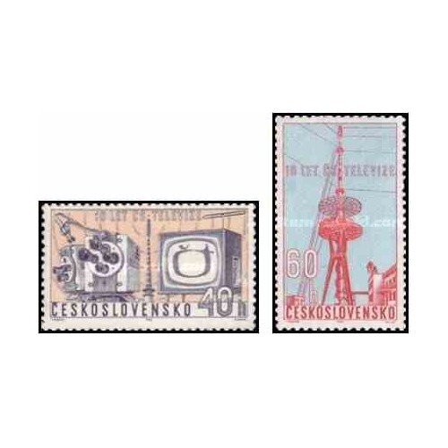 2 عدد تمبر سالگرد خدمات تلویزیونی چک  - چک اسلواکی 1963