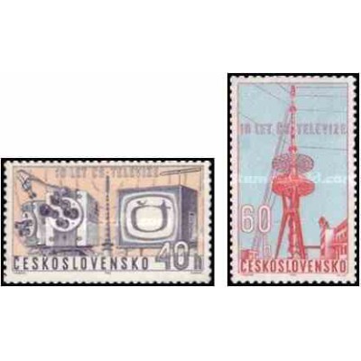2 عدد تمبر سالگرد خدمات تلویزیونی چک  - چک اسلواکی 1963