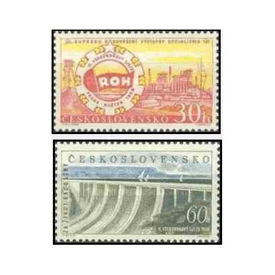 2 عدد تمبر چهارمین کنگره اصناف ، پراگ - چک اسلواکی 1959
