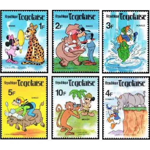 6 رقم از 8 عدد تمبر  دنیای والت دیسنی - توگو 1980