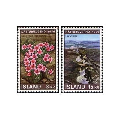 2 عدد  تمبر  سال حفاظت از طبیعت  - ایسلند 1970