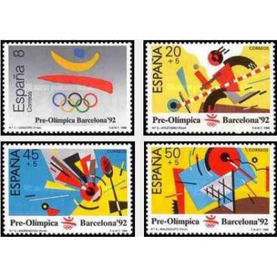 4 عدد تمبر بازیهای المپیک سئول ، کره جنوبی - اسپانیا 1988