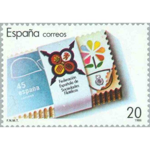 1 عدد تمبر 25مین سال فدراسیون انجمنهای تمبر اسپانیائی - اسپانیا 1988