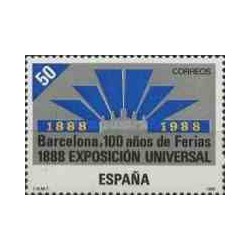 1 عدد تمبر صدمین سالگرد اولین نمایشگاه جهانی بارسلونا - اسپانیا 1988