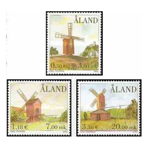 3 عدد تمبر آسیابها - نقاشی - آلاند 2001 قیمت 11.7 دلار قیمت روی تمبر 5.2 یورو
