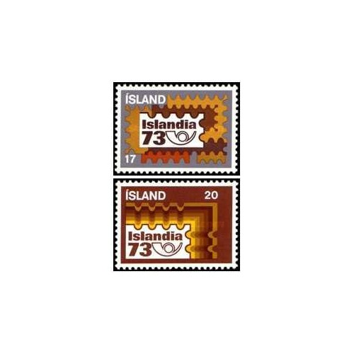 2 عدد  تمبر  نمایشگاه تمبر ISLANDIA 73 - ایسلند 1973