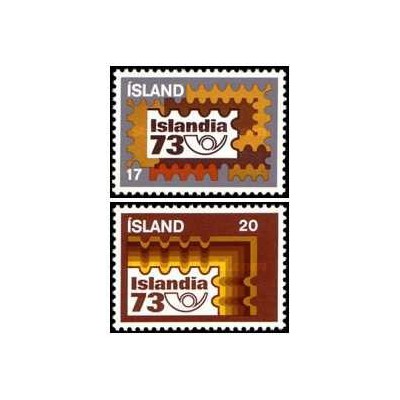 2 عدد  تمبر  نمایشگاه تمبر ISLANDIA 73 - ایسلند 1973