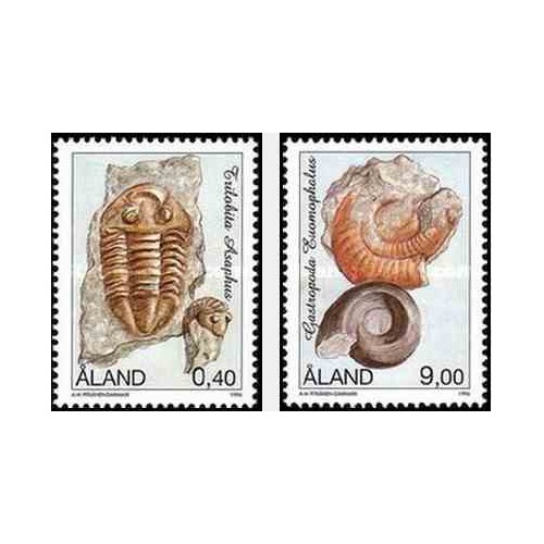 2 عدد تمبر فسیلها- آلاند 1996 قیمت 2.8 دلار