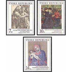 3 عدد تمبر هنر - تابلو نقاشی - گالری ملی پراگ - جمهوری چک 1994
