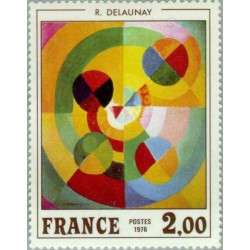1 عدد تمبر هنر فرانسوی - تابلو نقاشی اثر رابرت دلونه  بنام لذت زندگی - فرانسه 1976