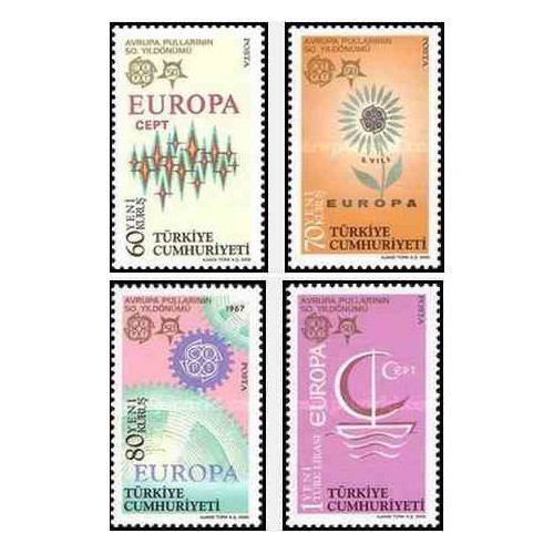 4 عدد تمبر مشترک اروپا - Europa Cept - یادبود 50مین سال تمبرهای اروپا - ترکیه 2005 قیمت7.6 دلار