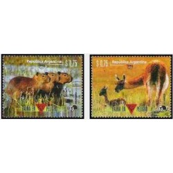 2 عدد تمبر گونه های در معرض انقراض آمریکا - حیوانات - آرژانتین 1996