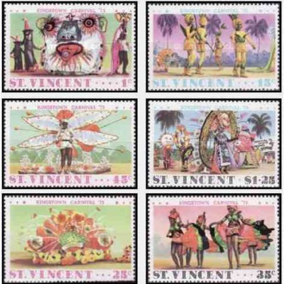6 عدد تمبر کارناوال درگینگزتاون - سنت وینسنت 1975