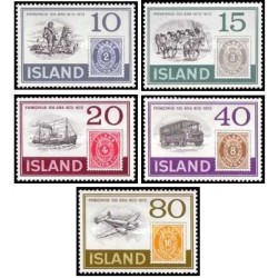 5 عدد  تمبر  صدمین سالگرد تمبرهای ایسلندی - ایسلند 1973