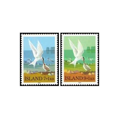 2 عدد  تمبر  پرندگان - تمبرهای خیریه - ایسلند 1972