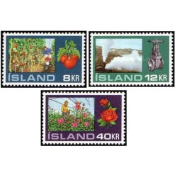 3 عدد  تمبر  گلخانه ها - ایسلند 1972