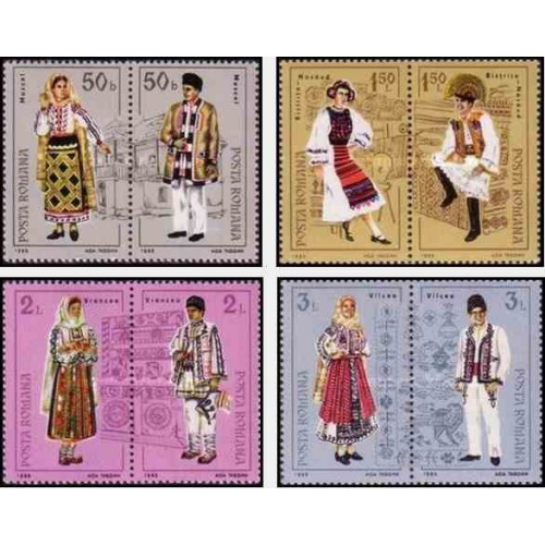8 عدد تمبر لباسهای محلی - رومانی 1985