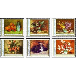 6 عدد تمبر تابلوهای نقاشی گل - رومانی 1976