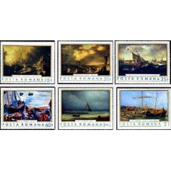 6 عدد تمبر تابلوهای نقاشی کشتیها - رومانی 1971