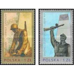 2 عدد تمبر بناهای یادبود جنگ -  لهستان 1976