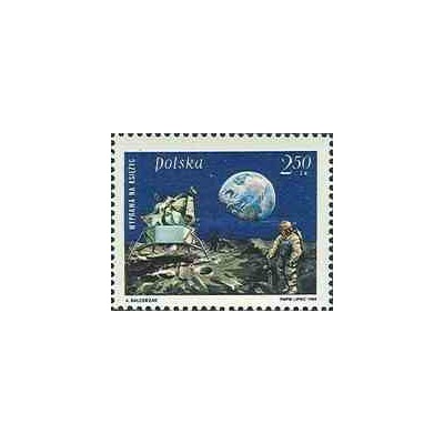 1 عدد تمبر پیاده شدن انسان بر روی ماه - آپولو 11  - لهستان 1969