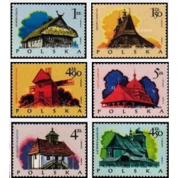 6 عدد تمبر معماری الواری - خانه ها - لهستان 1974
