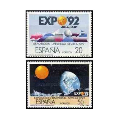 2 عدد تمبر نمایشگاه اکسپو 92 سویل - 2 - اسپانیا 1987