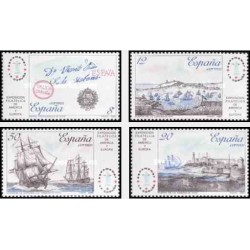 4 عدد تمبر نمایشگاه تمبر مشترک اسپانیا و آمریکا - اسپمر - اسپانیا 1987
