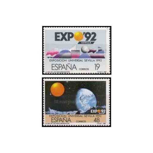 2 عدد تمبر نمایشگاه اکسپو 92 سویل - اسپانیا 1987