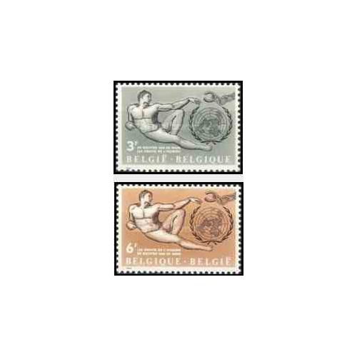 2 عدد تمبر حقوق بشر - بلژیک 1962 2 عدد تمبر حقوق بشر - بلژیک 1962
