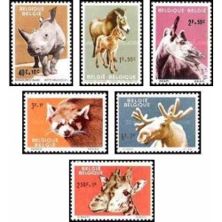 6 عدد تمبر حیوانات باغ وحش آنتورپ - بلژیک 1961 قیمت 7 دلار